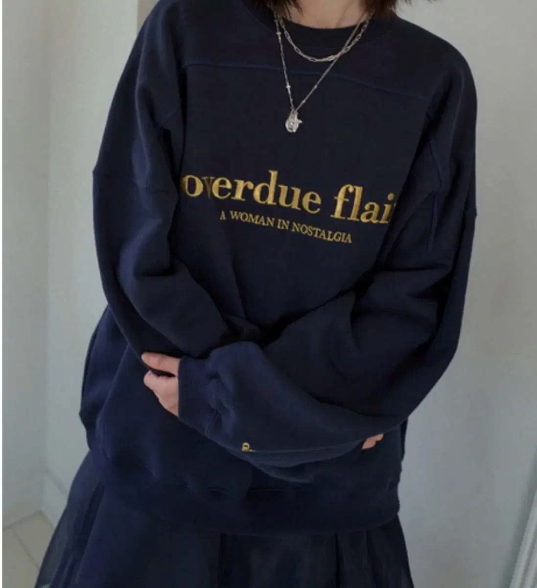 오버듀플레어 NEEDLE OVERSIZE SWEATSHIRT_NAVY